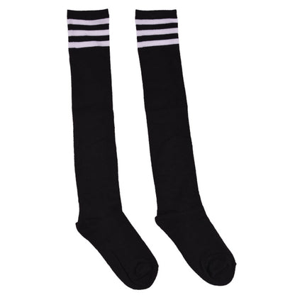 Three Bar Thigh High Socks
