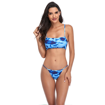 Tie Dye Split Bikini Swimsuit Set