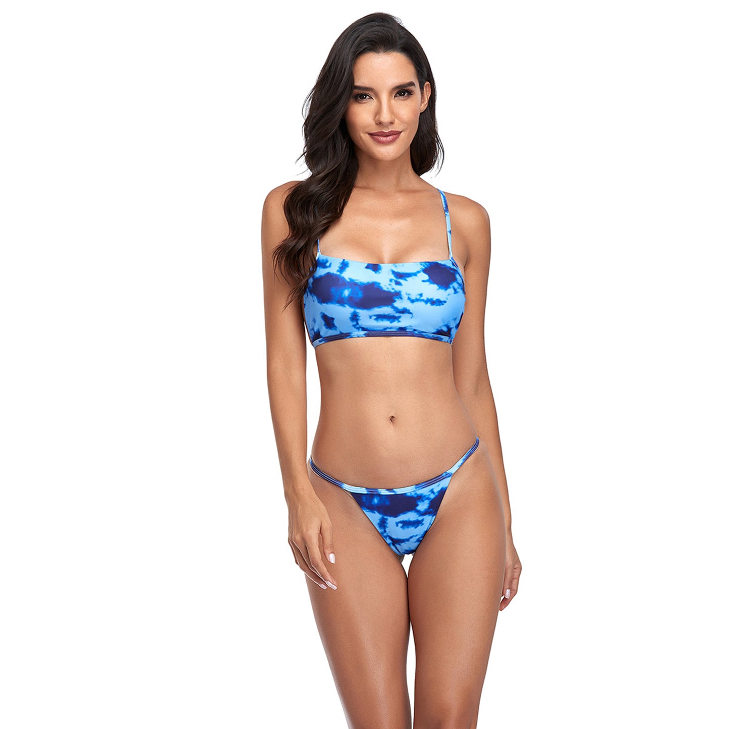 Tie Dye Split Bikini Swimsuit Set