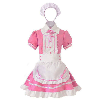 Puff Sleeve Button Bow Apron Maid Dress