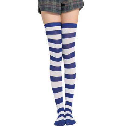 Wide Striped Thigh High Socks