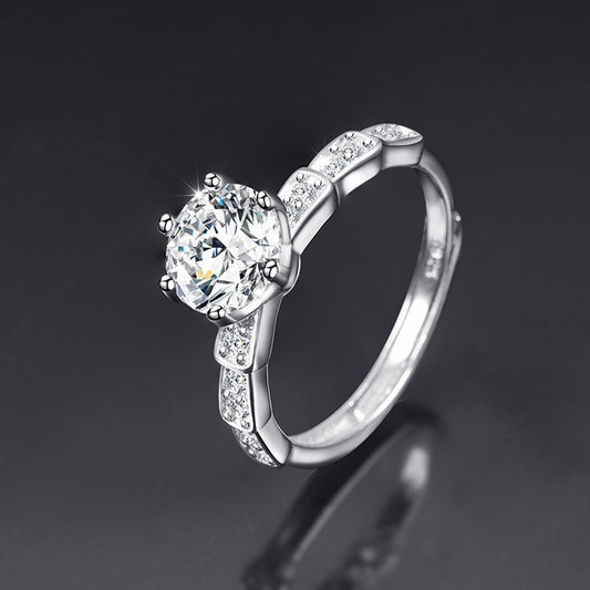 Moissanite Adjustable Open Band Ring