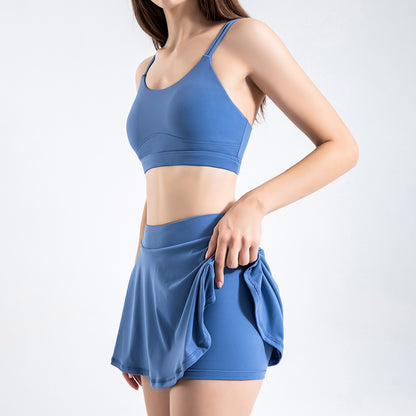 Solid Color Inner Pocket Short Workout Skort