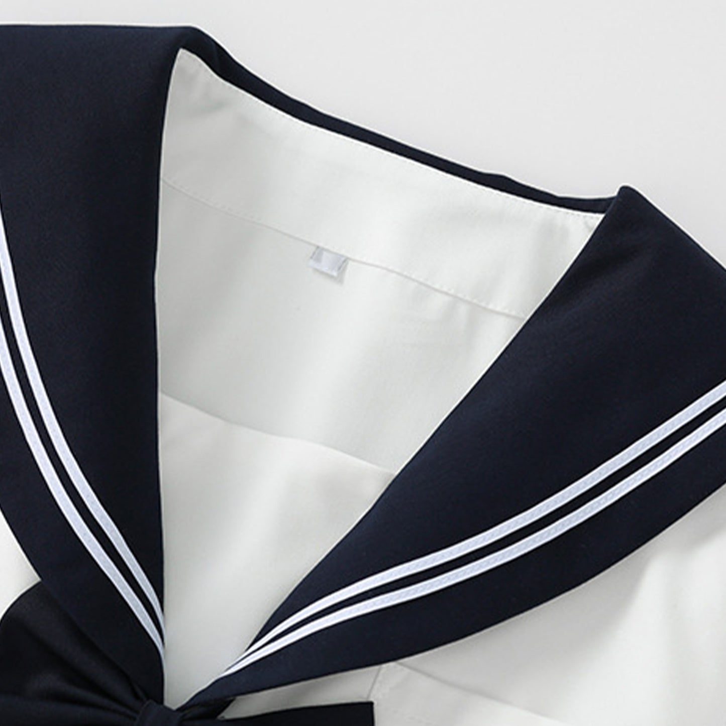 White Navy Broad Collar Two Line Square Flap Cravat Bow Sailor School Uniform