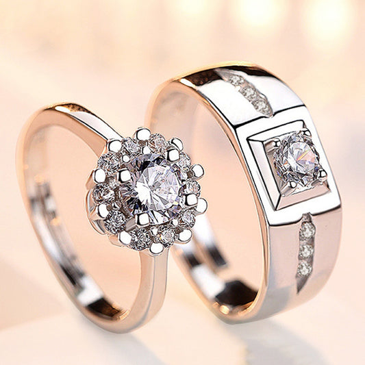 White Rhodium Plated Zircon Adjustable Ring