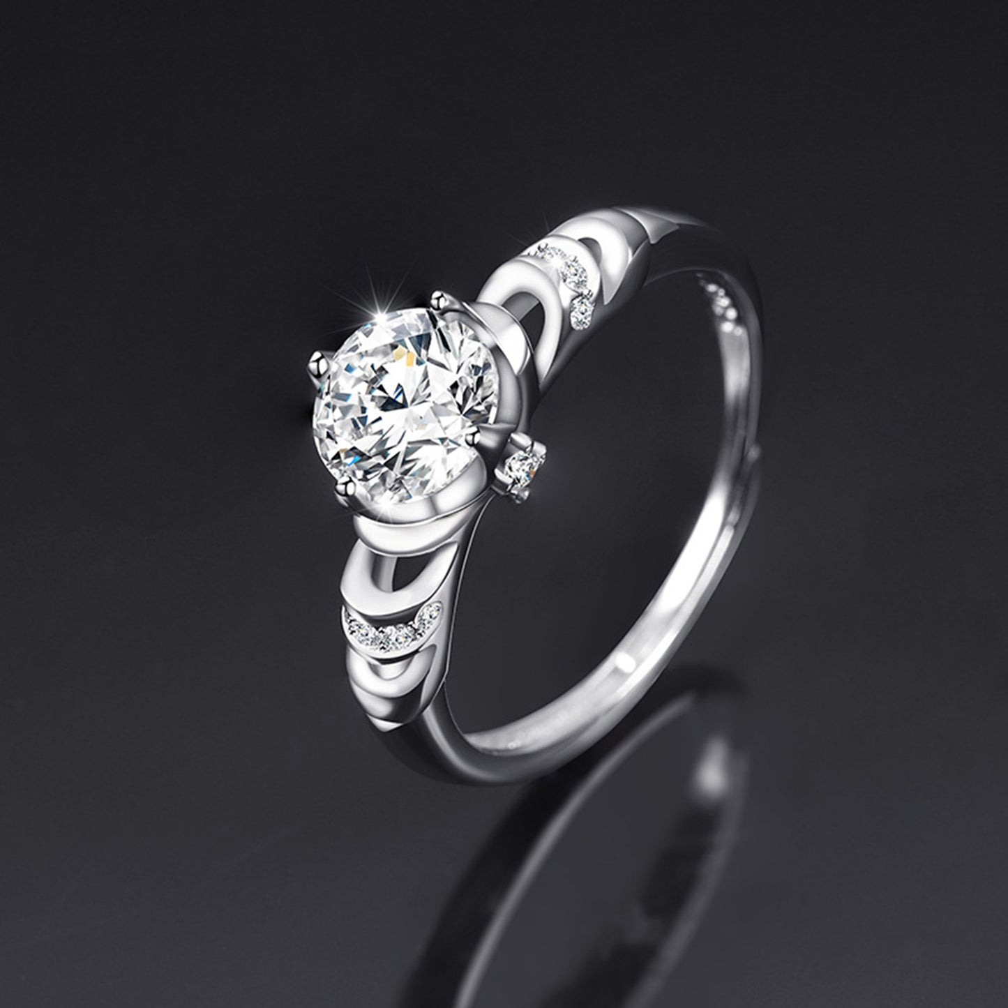 Moissanite Adjustable Open Band Ring