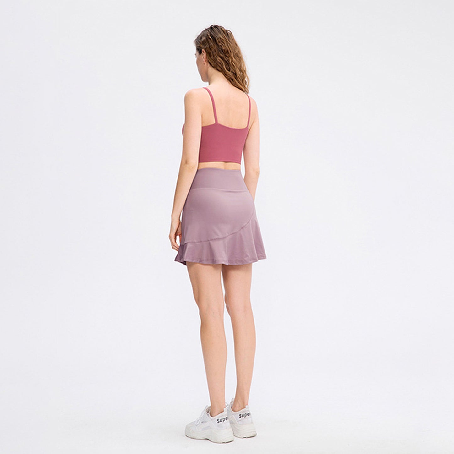 Solid Color High Rise Inner Pocket Sport Skort