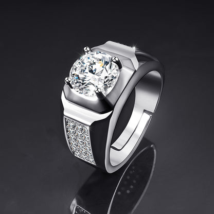 Moissanite Adjustable Open Band Ring