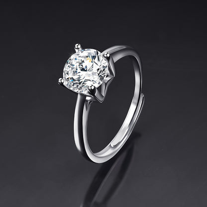 Moissanite Adjustable Open Band Ring