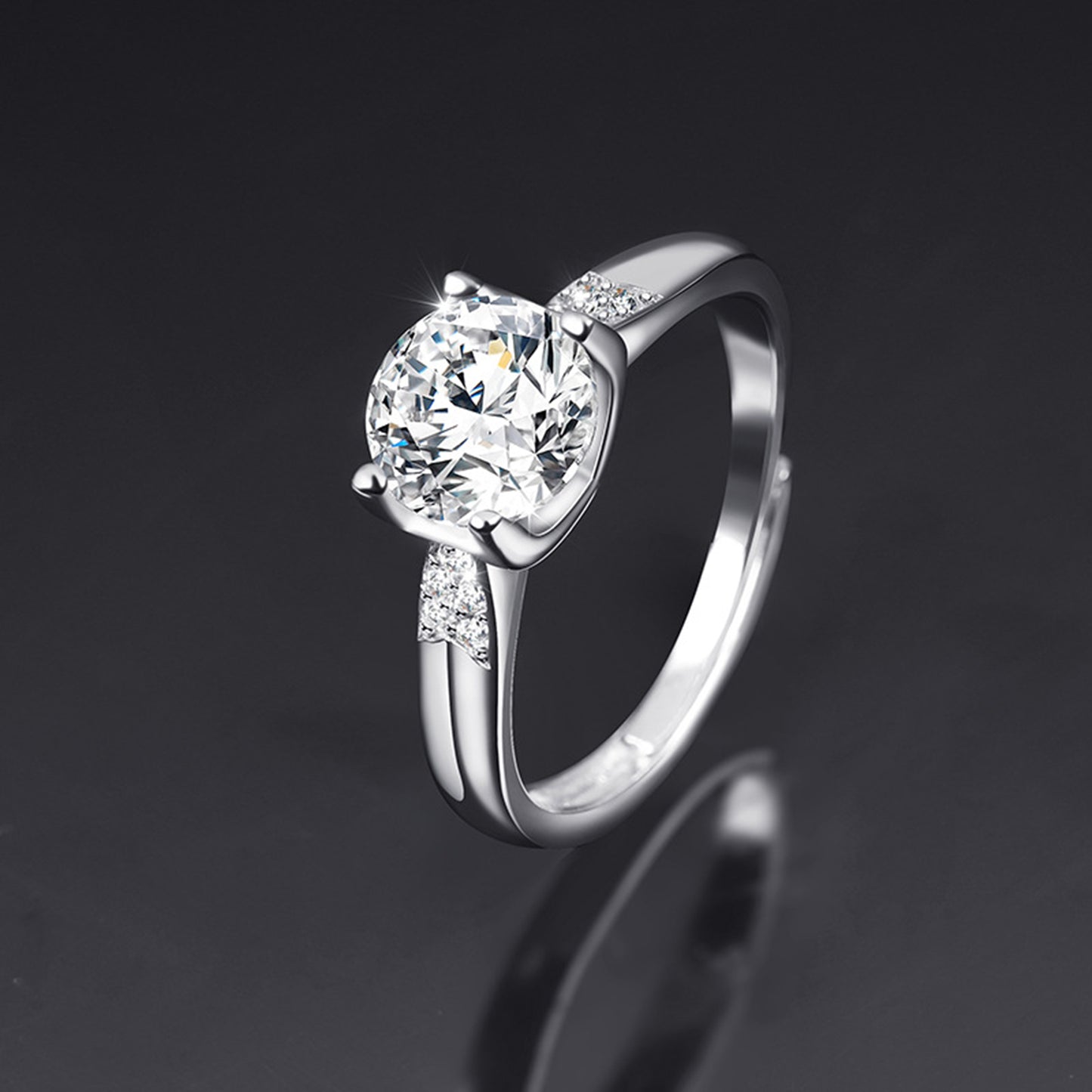 Moissanite Adjustable Open Band Ring