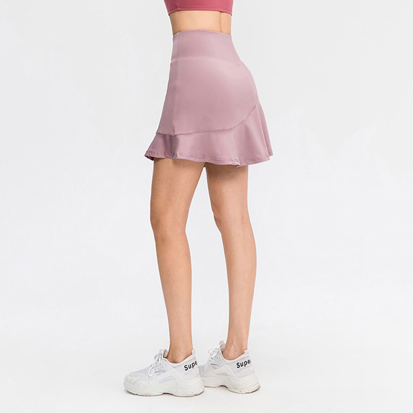 Solid Color High Rise Inner Pocket Sport Skort