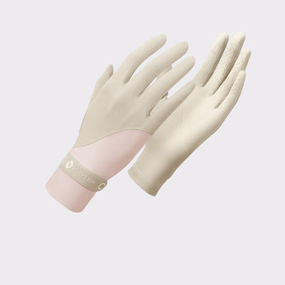 Split Color Sunscreen Silicon Nonslip Touchscreen Ice Silk Wrist Band Wrist Gloves