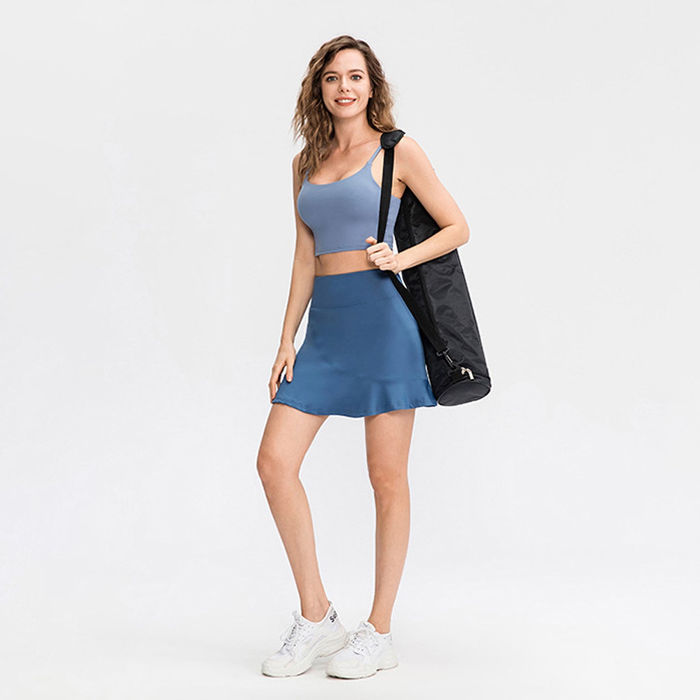 Solid Color High Rise Inner Pocket Sport Skort