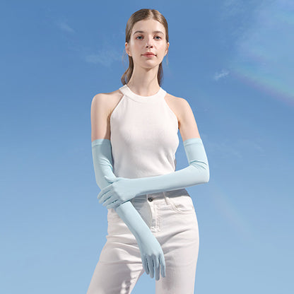 Solid Color Sunscreen Silicon Nonslip Touchscreen Ice Silk Opera Gloves