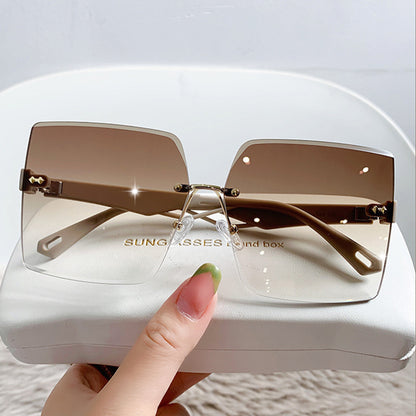 Rimless Square Lens Polarized Sunglasses