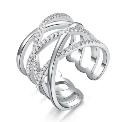 Alloy Crystal Gold Plated Multi-Layered Adjustable Ring