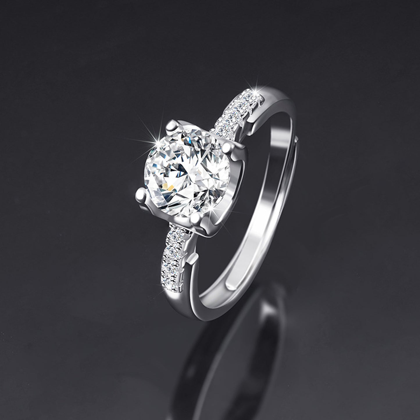 Moissanite Adjustable Open Band Ring