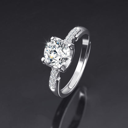 Moissanite Adjustable Open Band Ring