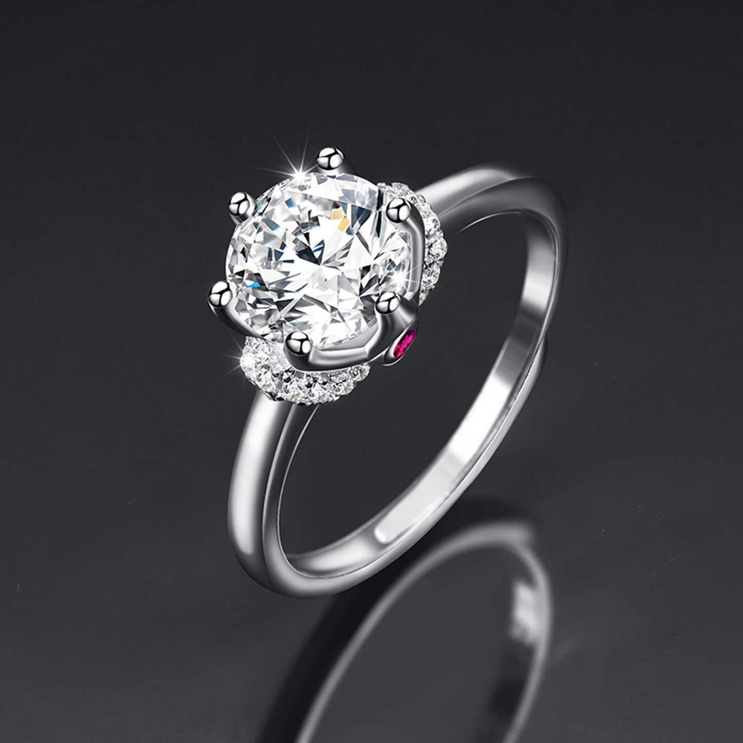 Moissanite Adjustable Open Band Ring