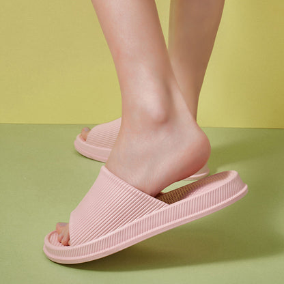 Solid Color Single Band Soft Slip Resistant Slide Sandals