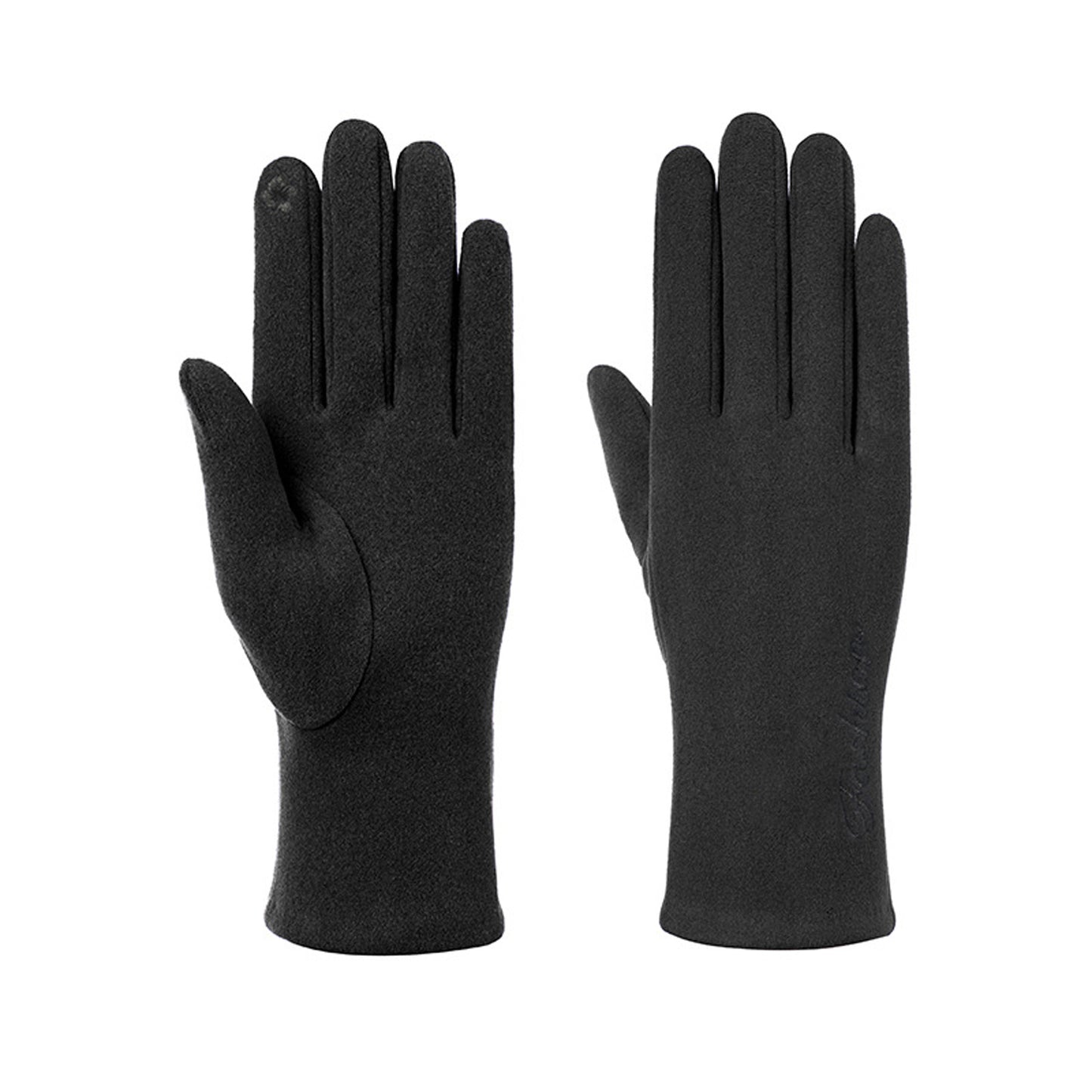 Solid Color Thermal Dralon Velvet Touch Screen Wrist Gloves