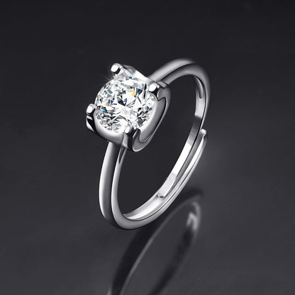 Moissanite Adjustable Open Band Ring