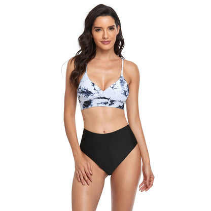 Tie Dye High Rise Split Bikini Swimsuit Set