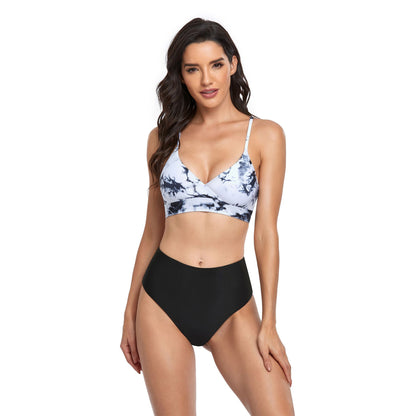 Tie Dye High Rise Split Bikini Swimsuit Set