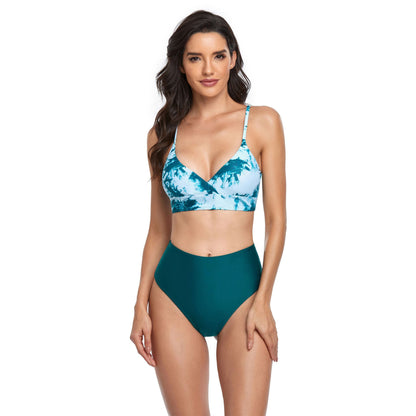 Tie Dye High Rise Split Bikini Swimsuit Set