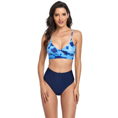 Tie Dye High Rise Split Bikini Swimsuit Set