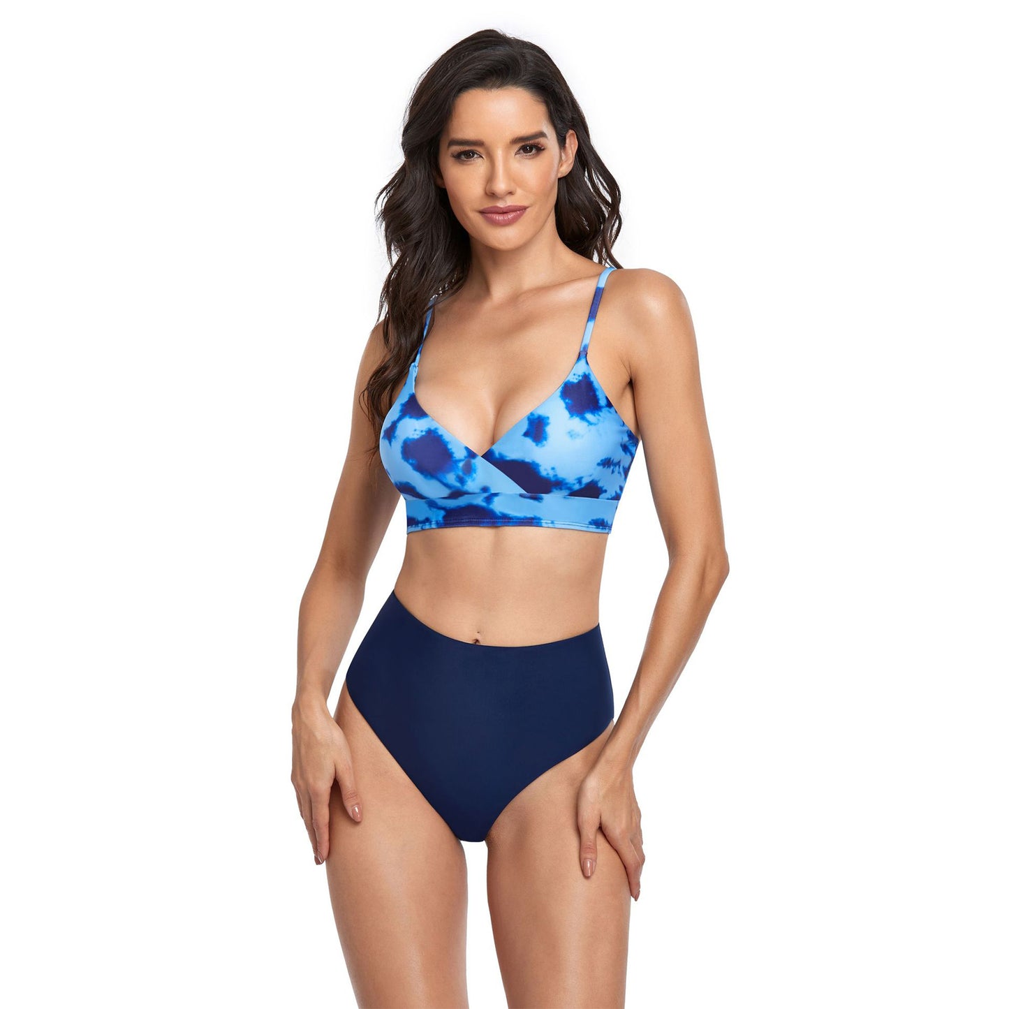 Tie Dye High Rise Split Bikini Swimsuit Set