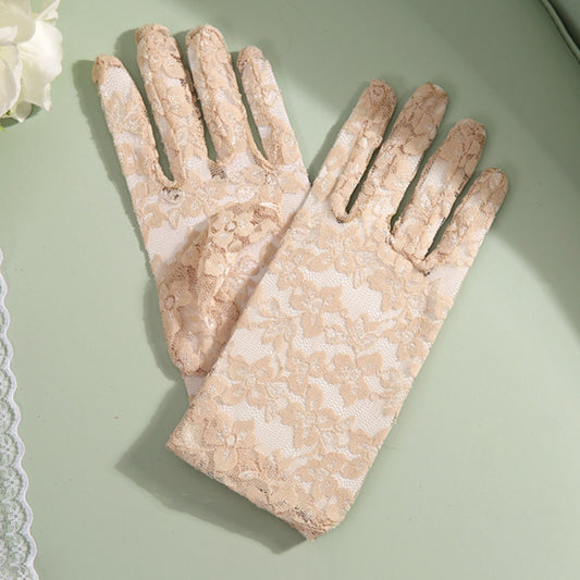 Lace Floral Jacquard Wrist Gloves