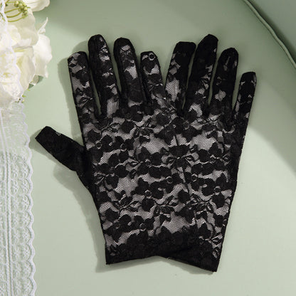 Lace Floral Jacquard Wrist Gloves