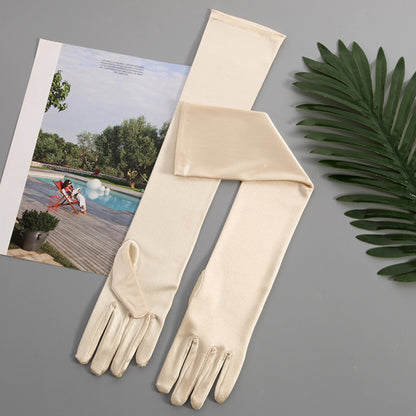 Satin Solid Color Elbow Gloves