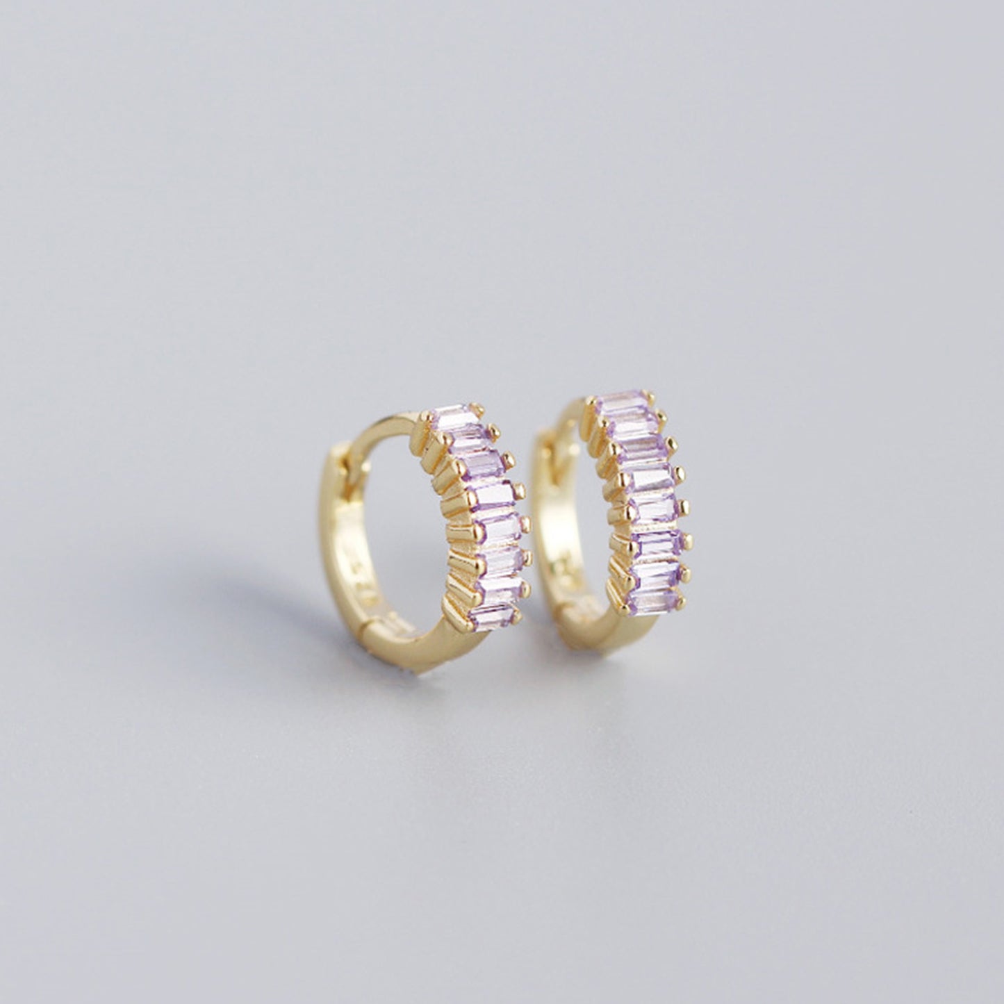 Sterling Silver Zircon Hoop Earrings