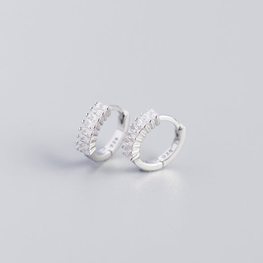 Sterling Silver Zircon Hoop Earrings