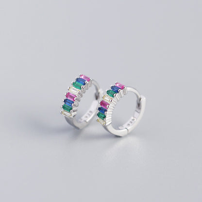 Sterling Silver Zircon Hoop Earrings