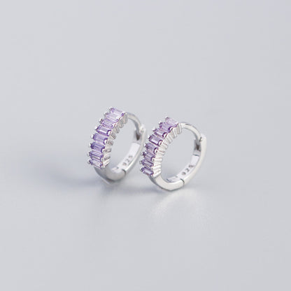 Sterling Silver Zircon Hoop Earrings