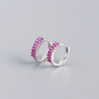 Sterling Silver Zircon Hoop Earrings